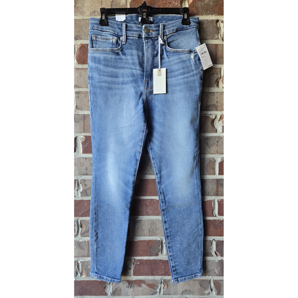 Good American Womens Skinny Jeans High Rise Med Wash Stretch Blue Size 8/29 NWT